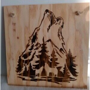 Handmade Wolf Home Decor Wood Burnished 12 X 12" Plaque Wall Hanging New